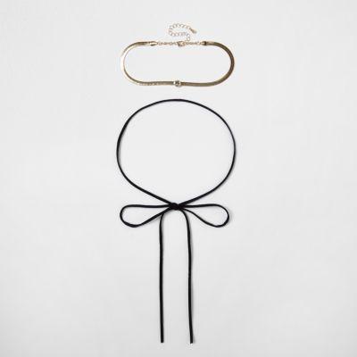 River Island Womens Bolo Gold Tone Snake Chain Choker Set