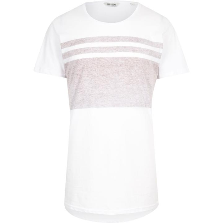 River Island Menswhite Only & Sons Stripe T-shirt
