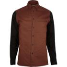 River Island Mensbrown Rvlt Contrast Sleeve Shirt