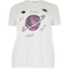 River Island Womens Plus White Sequin Embellished T-shirt