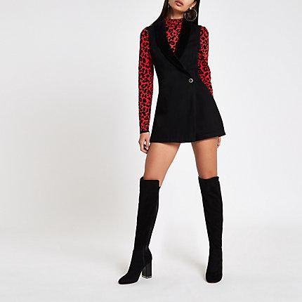 River Island Womens Denim Tuxedo Playsuit