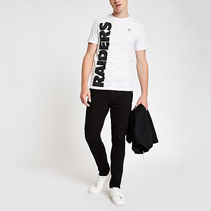 River Island Mens Only And Sons White Nfl Raiders T-shirt