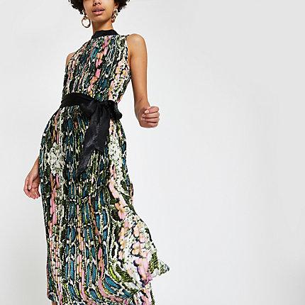 River Island Womens Forever Unique Snake Pleated Midi Dress