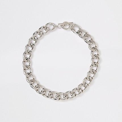 River Island Womens Silver Color Chunky Curb Chain Necklace