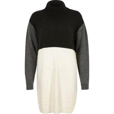 River Island Womens Colour Block Knitted Jumper Dress