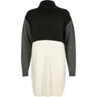 River Island Womens Colour Block Knitted Jumper Dress