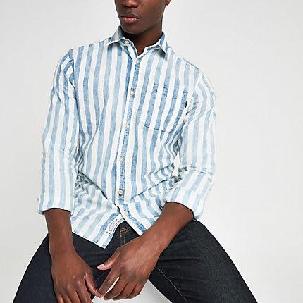 Mens Jack And Jones Stripe Long Sleeve Shirt