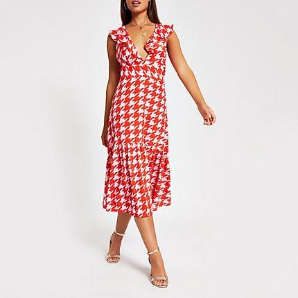 River Island Womens Print Frill Hem Midi Dress