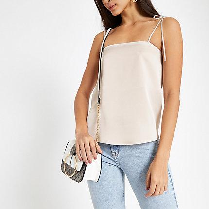 River Island Womens Tie Shoulder Satin Cami Top