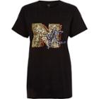 River Island Womens 'nyc' Sequin Boyfriend T-shirt