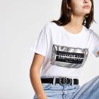 River Island Womens White Foil Print T-shirt