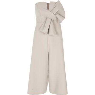 River Island Womens Petite Bow Bandeau Culotte Jumpsuit
