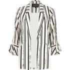 River Island Womens White Stripe Marble Print Tie Sleeve Blazer