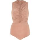 River Island Womens Nude Ruched Front Bodysuit