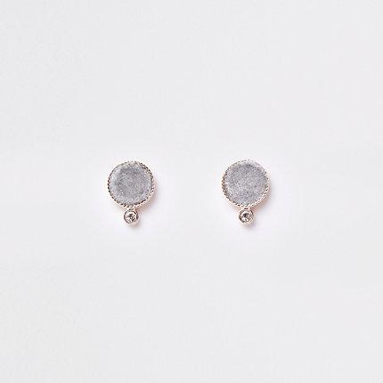 River Island Womens Rhinestone Fabric Circle Stud Earring