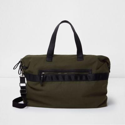 River Island Mens Green Canvas Holdall