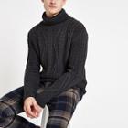 River Island Mens Chunky Cable Knit Roll Neck Sweater