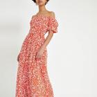 River Island Womens Floral Button Front Bardot Maxi Dress
