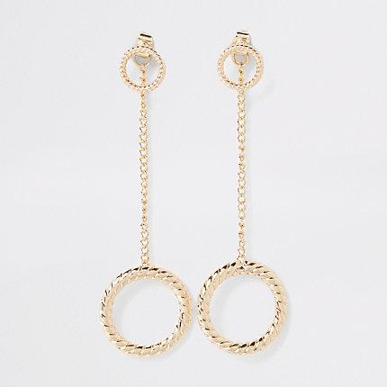 River Island Womens Gold Tone Twist Front And Back Earrings