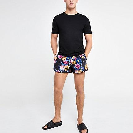 River Island Mens Floral Runner Swim Shorts