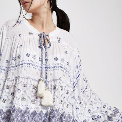 River Island Womens Jewel Embellished Smock Top