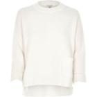 River Island Womens White Oversized Pocket Boxy Grazer Sweater