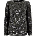 River Island Womens Sequin Embellished Long Sleeve Top