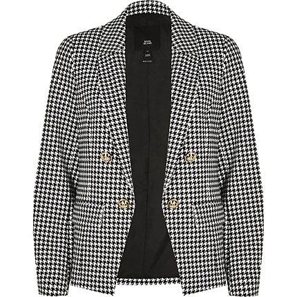 River Island Womens Petite Dogtooth Check Button Blazer