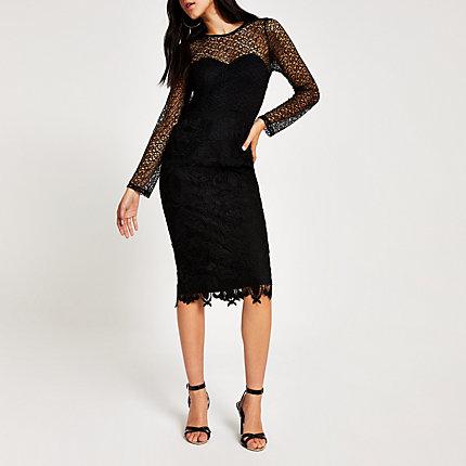 River Island Womens Forever Unique Lace Bodycon Midi Dress