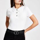 River Island Womens White Lace Collar Top