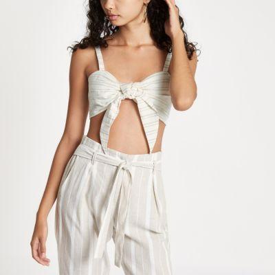 River Island Womens Stripe Tie Front Bralette
