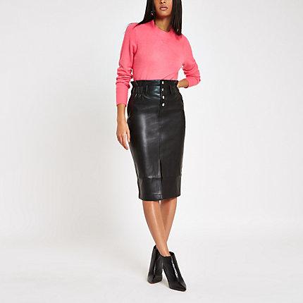 River Island Womens Button Front High Waist Pencil Skirt