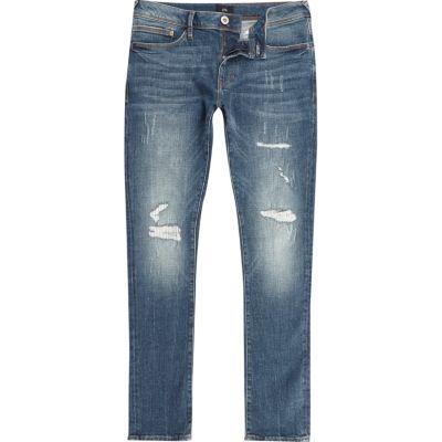 River Island Mens Danny Distressed Super Skinny Jeans