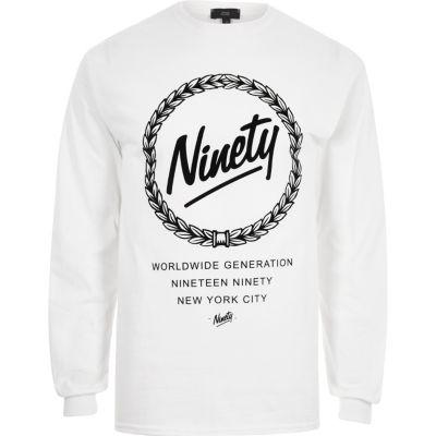 River Island Mens White 'ninety' Flock Print Long Sleeve Top