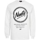 River Island Mens White 'ninety' Flock Print Long Sleeve Top