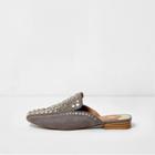River Island Womens Mixed Stud Backless Loafer