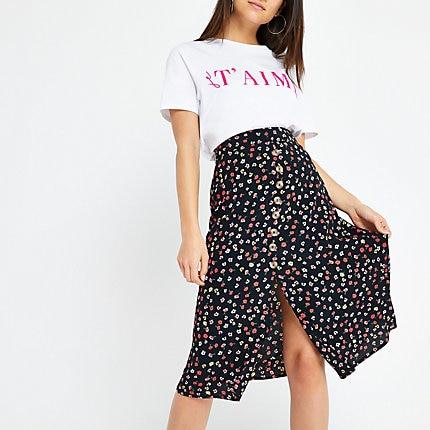 River Island Womens Petite Ditsy Floral Midi Skirt