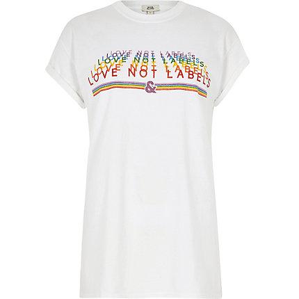 River Island Womens White 'love Not Labels' Pride T-shirt
