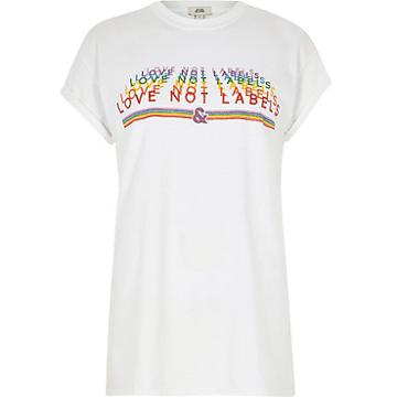 River Island Womens White 'love Not Labels' Pride T-shirt