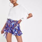 River Island Womens Tropical Print Frill Hem Shorts