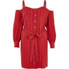 River Island Womens Stripe Cold Shoulder Shirt Dress