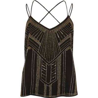 River Island Womens And Gold Embellished Strappy Cami Top