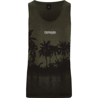 River Island Mens Burnout 'paradise' Palm Print Vest