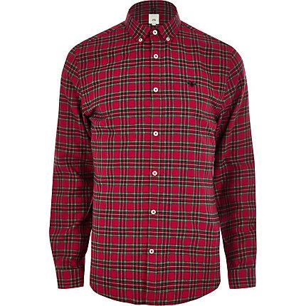River Island Mens Plaid Wasp Embroidered Long Sleeve Shirt