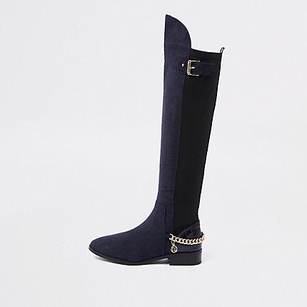 River Island Womens Over The Knee Wide Fit Chain Boots