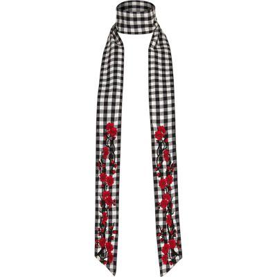 River Island Womens Floral Gingham Skinny Scarf