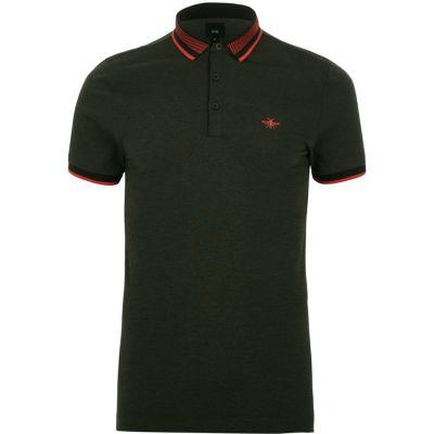 River Island Mens Muscle Fit Wasp Embroidered Polo Shirt