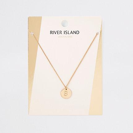River Island Womens Gold Plated 'b' Engraved Necklace