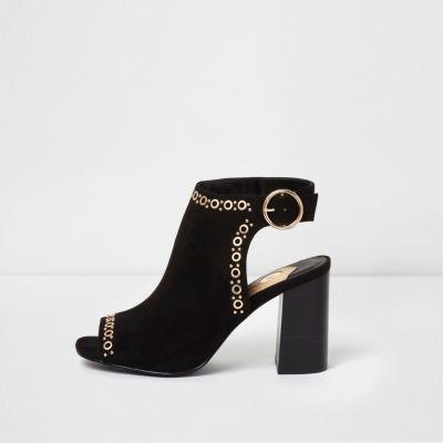 River Island Womens Eyelet Stud Block Heel Shoe Boots