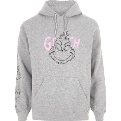 River Island Mens Marl Grinch Print Christmas Hoodie